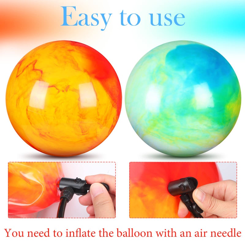 Deekin 2 Pcs 15 Inch 18 Inch Marbleized Bouncy Balls Large Hedstrom Ball Inflatable Rubber Playground Sensory Balls Bouncy Toys Balls for Outdoor School Water(15 Inches Green and Yellow) - Image 3